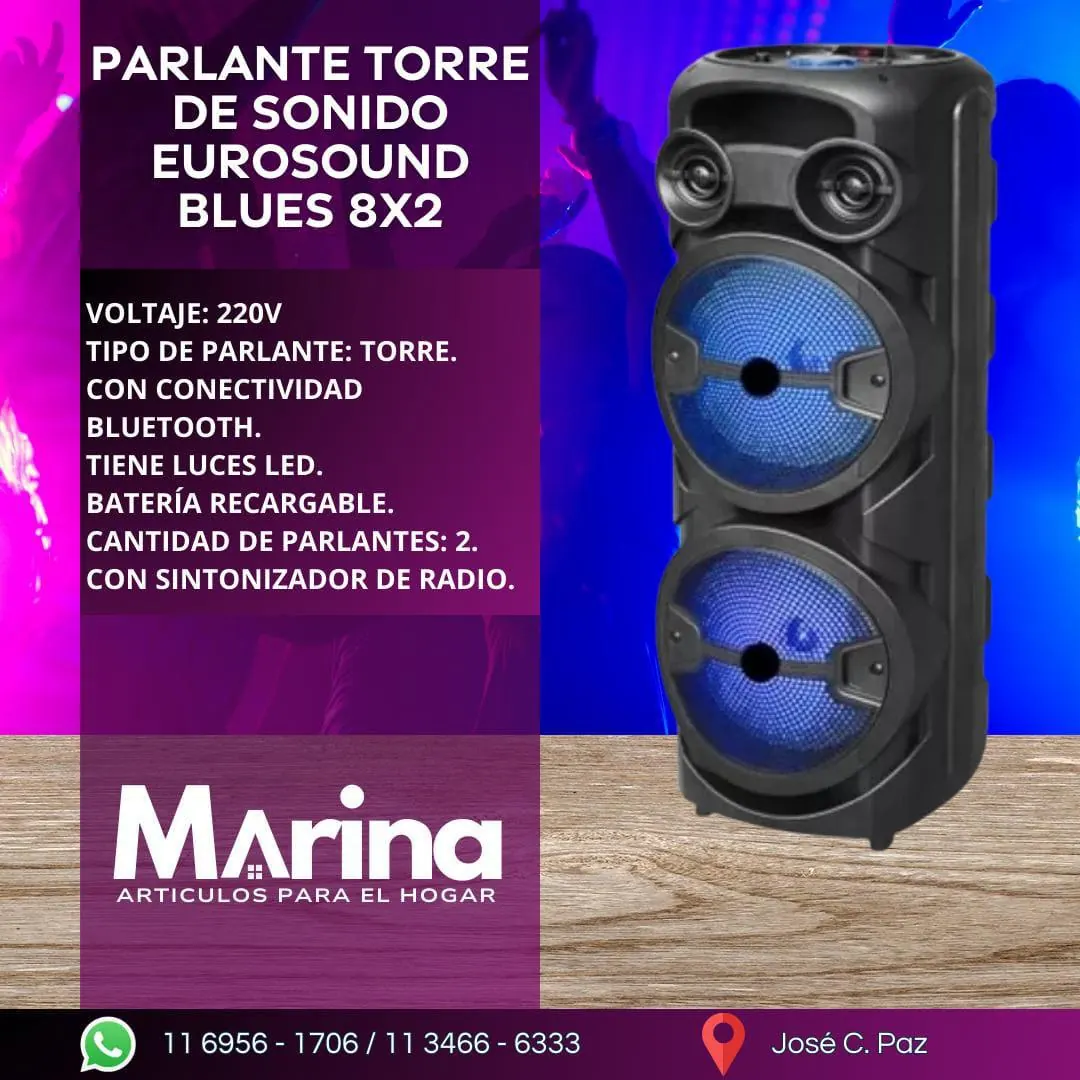 Parlante Torre de Sonido Eurosound Blues 8x2